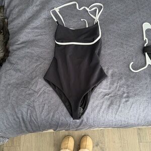 Beach Riot Black One-Piece Swimsuit with White Trim